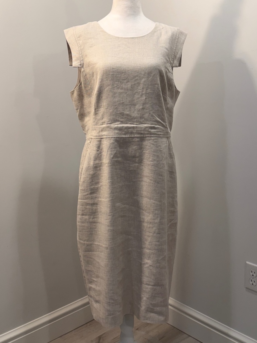 EUC Re-Imagined By J. Crew Beige Linen Sheath Dress Size 14
